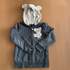 mezzo piano クマ耳付きフードパーカー グレー