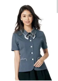 アンジョア 事務服 11号 半袖ソフトジャケット シャドーボーダー 
