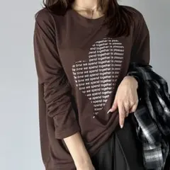 ハートグラフィック指穴ロングTシャツ　mily bilet
