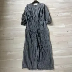 極美品　ERCAR エスカー デニムオールインワン　ワイド　シャーリング