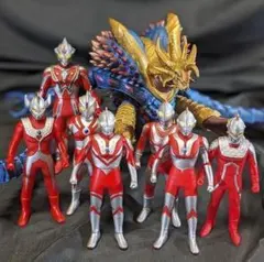 Ｕキラーザウルス＆メビウス＋ウルトラ６兄弟（バンダイ）ソフビ２体＋６体セット