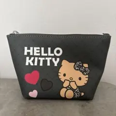 日焼けキティ 合皮 ポーチ ブラック