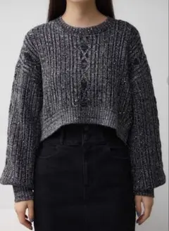 AZUL BY MOUSSY スパンコール＆ラメクロップド　ニット　サイズＦ