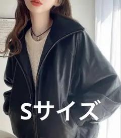 冬物セール 未使用 JaVa リブタートルフェイクレザーオーバーサイズジャケット