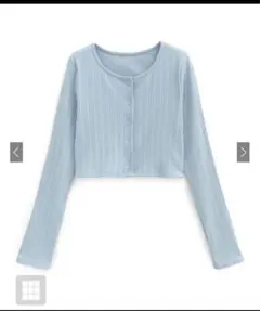 GRL グレイル dk1367 カーディガン ブルー クロップド リブ