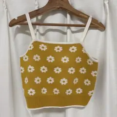 GU ニットビスチェ 花柄 イエロー