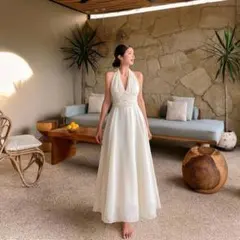 シャーリングホルターネックワンピース p664379