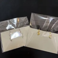 【ハンドメイド】イヤリング　2点セット　ハート型ゴールド入り
