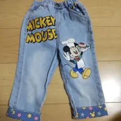 専用 ミッキーマウス柄のデニムパンツ 90cmサイズ ウエストゴムタイプ