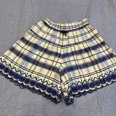 マーキーズ　ブルー　チェック柄　キュロット　ショートパンツ140㎝