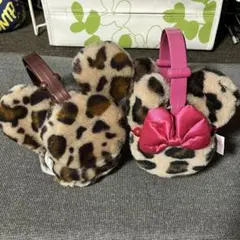 ヒョウ柄 ミッキー型カチューシャ 耳あてセット