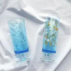 15.未使用　アデリア　グラス　コップ　脚付きグラス　2点セット　昭和レトロ