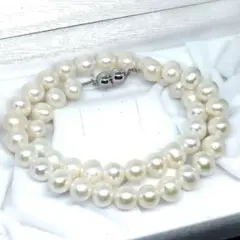 【テリ最強】大珠 大粒 本真珠 パール ネックレス 9.3-10.9mm 干渉色