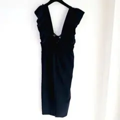 『no brand』しまむら（M）シャーリングワンピース ジャンパースカート 黒