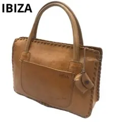 IBIZA イビサ ハンドバッグ ポーチ付き レザー 本革 編み込み ポケット