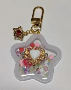 #200 ホワイト星型 シャカシャカ シェイカーキーホルダー