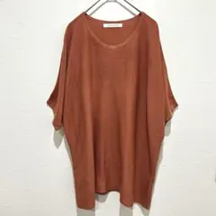 【美品】メルローズ(F)ドルマンニット トップス テラコッタ ゆったり 薄手のサムネイル