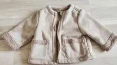 COMME CA ISM ボアジャケット フェイクスエード ベージュ 80サイズ