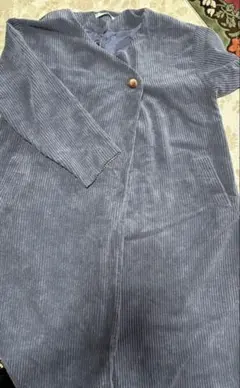 コーデュロイ ロングコート ブルー