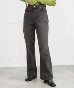 tiptop セミフレアデニムパンツ ダークグレー