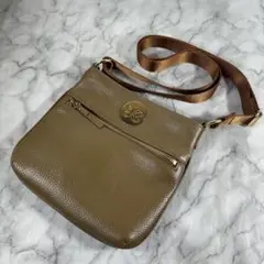 美品 HANAE MORI オリーブグリーン系 レザー ショルダーバッグ