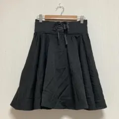 【イング】INGNI フレアスカート 膝丈 レースアップ ブラック レディース