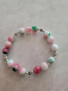 800→700円 天然石ブレスレット ピンク グリーン