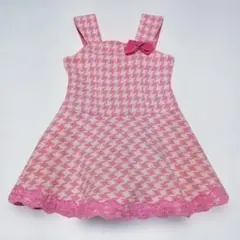 希少レア メゾピアノ ジャンバースカート ワンピース 千鳥格子 ピンク 130