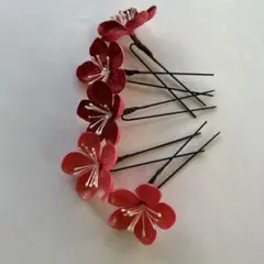 花の髪飾り 5本セット ピンク、赤