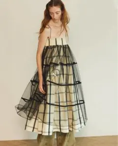 2WAYチュールレイヤードチェックスカート【MAISON SPECIAL】
