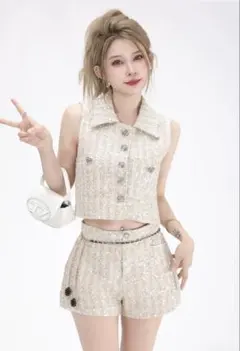 DALLA white tweed set up DL1363（Sサイズ）