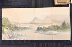 中国民国時代画家 希白 掛軸(絹本) 墨彩 「常熟山水」肉筆 - メルカリ
