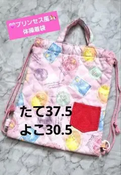 ナップザック　体操着袋　プリンセス風　ピンク　女の子