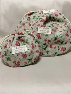 しじみ巾着大小2枚set いちご柄