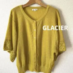 GLACIER★美品★マスタード 五分袖カーディガン春夏コーデ Mサイズ