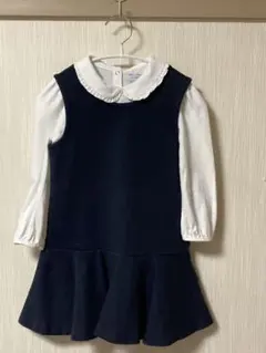 【箱なし】ラルフローレン　ネイビー フリル付きワンピース90cm