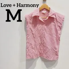 Love + Harmony 【M】 ストライプ ノースリーブ シャツ 赤 夏