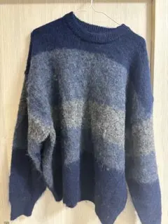 ネイビー系ストライプオーバーサイズセーター