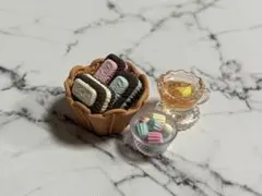 ［ミニカヌレ.クッキーサンド＆レモンティーセット①］ミニチュアスイーツ