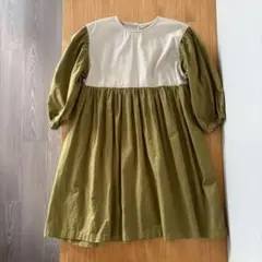 ワンピース 120 ナチュラル ハンドメイド 作家 キッズ バイカラー 女の子