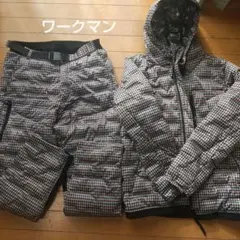 チェック柄ダウン風ジャケットとパンツセット