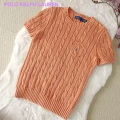 美品 POLO RALPH LAUREN ポケット付き ケーブルニット オレンジ
