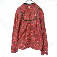 14544 ポールスミス花柄シャツ ブラウスL 長袖 赤 総柄 オンワード樫山のサムネイル