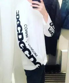 サイズXL 日本製新品未使用コムデギャルソンcdgロゴロンTシャツブラック白