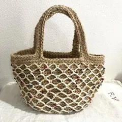 麻紐バッグ ハンドメイド 編み物 手編み ハンドバッグ