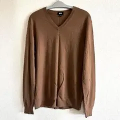 UNIQLO メリノVネックセーターLサイズ　ダークオレンジ