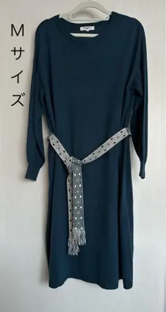 NATURAL BEAUTY BASIC ニットワンピース　ネイビーブルー　Ｍ