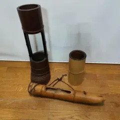 池坊 竹製 花器 鶴 亀 つるとかめ 2点セット - メルカリ