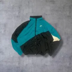 90s銀タグNIKE古着ナイロンジャケット刺繍ロゴスウッシュフルジップDB65