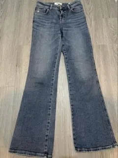 SOMETHING ダークブルー フレアデニムパンツ